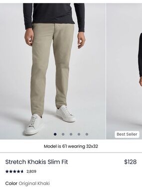 Stretch Khakis Slim Fit Pants - Original Khaki 36 x32